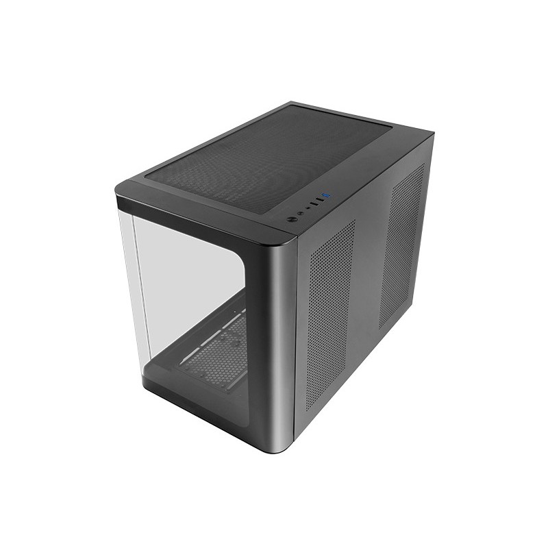 MC-FUSIONM  Caja Gaming Micro-ATX  Ventana Lateral y Frontal Curvo de Cristal Templado Continuo  Minitorre PC Doble Cámara  S