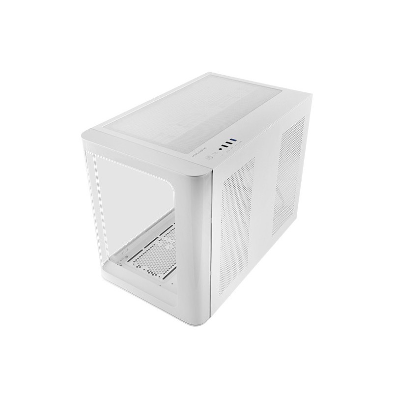MC-FUSIONM  Caja Gaming Micro-ATX  Ventana Lateral y Frontal Curvo de Cristal Templado Continuo  Minitorre PC Doble Cámara  S