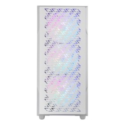 MC-GEO  Caja Gaming ATX  4x Ventiladores FRGB Rainbow 12cm  Panel Frontal Mesh Geométrico  Ventana Lateral Cristal Templado  