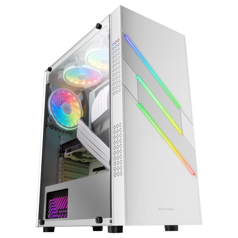 MC-U3  Caja PC Gaming ATX XL  Frontal Triple ARGB  Ventilador 12cm ARGB  Ventana Cristal Templado  Blanco