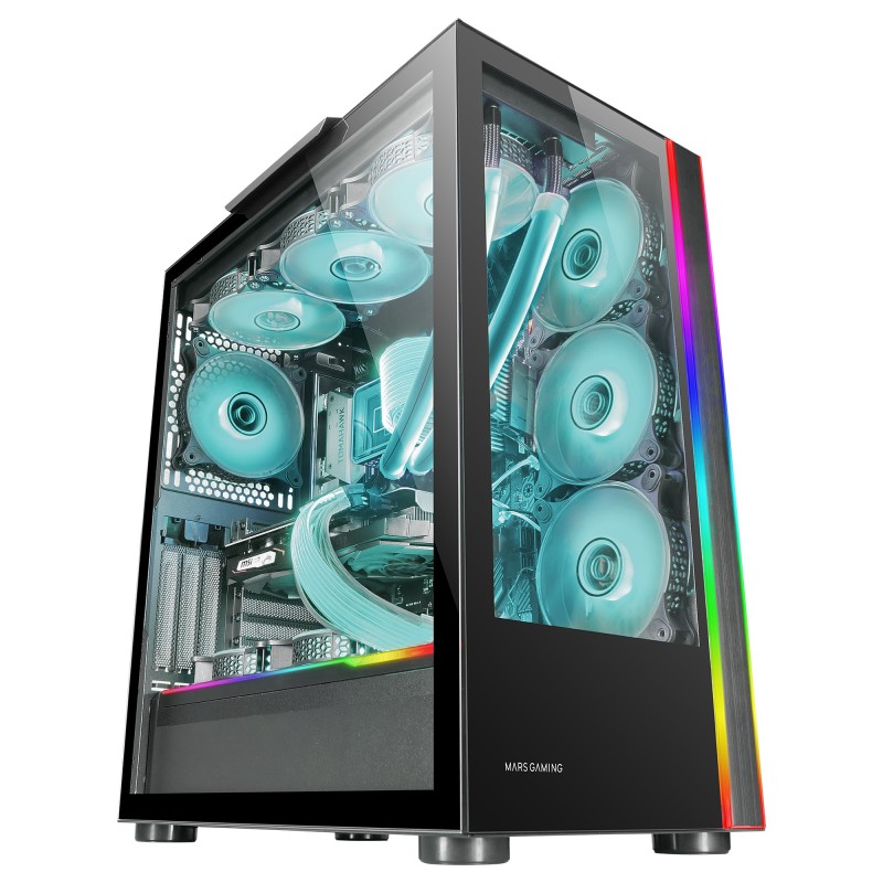 MC-ULT  Caja Gaming Custom XXL E-ATX  Doble Cristal Templado 90º Sin Marco + Puerta Lateral  Soporte Completo Refrigeración L