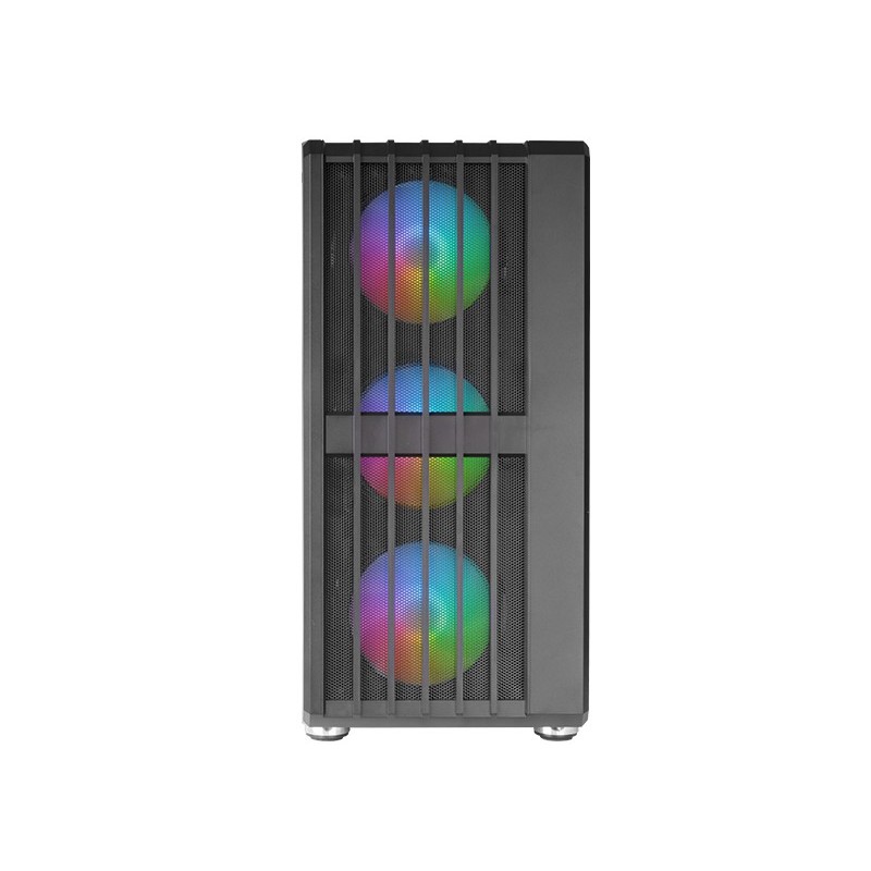 MC-VAULT  Caja Gaming ATX  4x Ventiladores ARGB 120mm  Panel Frontal Mesh con Diseño Vertical  Ventana Lateral Cristal Templa
