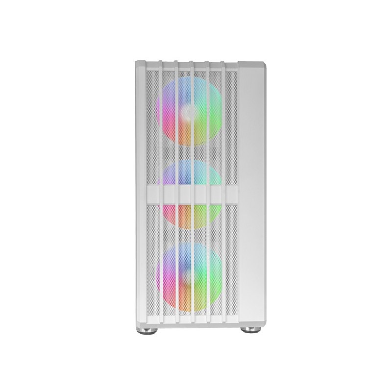 MC-VAULT  Caja Gaming ATX  4x Ventiladores ARGB 120mm  Panel Frontal Mesh con Diseño Vertical  Ventana Lateral Cristal Templa