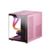 MC-VIEW Rosa  Caja Minitorre Gaming Micro-ATX  Cristal Templado 90° Sin Marco  Estructura Modular Doble Cámara  Soporte Compl