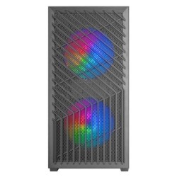 MC- VORTEX  Caja Gaming MicroATX  Frontal Mesh Geométrico  Ventana Lateral Cristal Templado  3x Ventiladores FRGB Rainbow 120