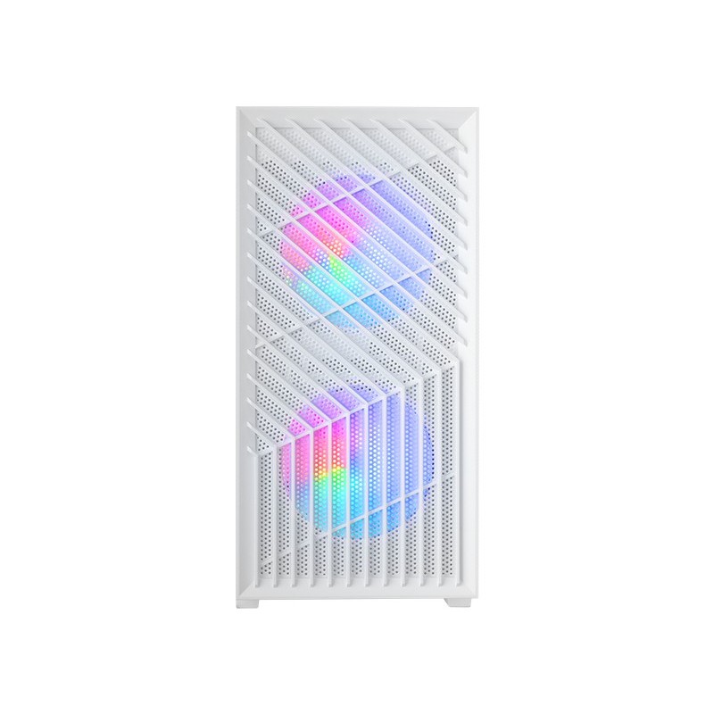 MC- VORTEX  Caja Gaming MicroATX  Frontal Mesh Geométrico  Ventana Lateral Cristal Templado  3x Ventiladores FRGB Rainbow 120
