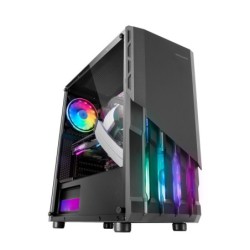 MC-X2  Caja PC Gaming ATX  Frontal Acero FRGB  2 Ventiladores 12cm FRGB  Ventana Lateral Completa  Negro