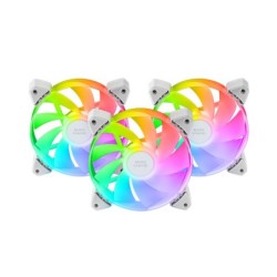 MF-3AR  Kit 3x Ventiladores 120mm FDB  Aspas Invertidas  Iluminación ARGB 360° Sin Marco  Iluminación Anillo Completa  Ventil