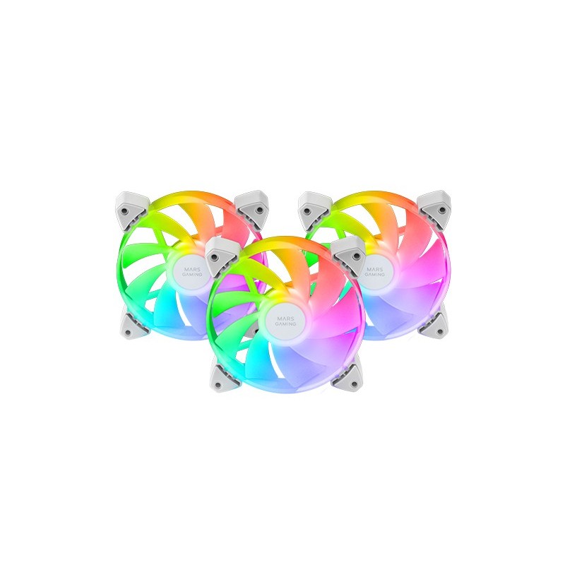 MF-3AR  Kit 3x Ventiladores 120mm FDB  Aspas Invertidas  Iluminación ARGB 360° Sin Marco  Iluminación Anillo Completa  Ventil