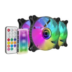 MF-3DKIT Negro  Kit 3 Ventiladores ARGB 360° 12cm  Espejo Infinito 3D  Sistema Anti-vibraciones  Controlador ARGB  Mando a Di