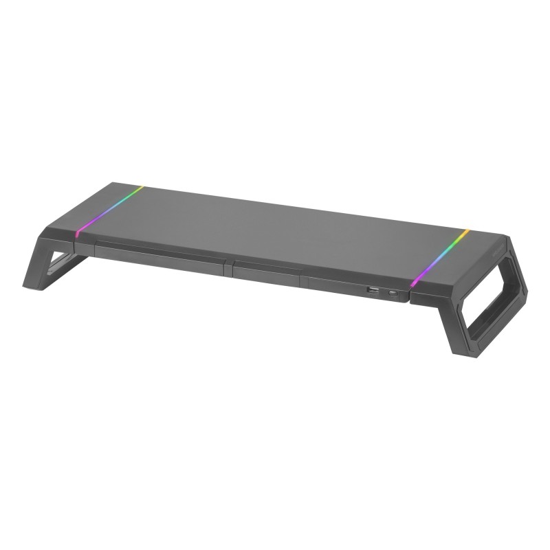 MGS-ONE Negro  Soporte Monitor RGB Chroma  Tamaño Ajustable  Soporte Smartphone y Tablet  USB Frontal 2.0