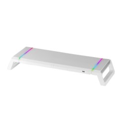 MGS-ONE Blanco  Soporte Monitor RGB Chroma  Tamaño Ajustable  Soporte Smartphone y Tablet  USB 2.0 Frontal