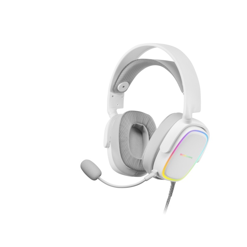 MHAX Blanco  Auriculares Gaming RGB  Micrófono Extraíble  HiFi  Compatibilidad Multiplataforma