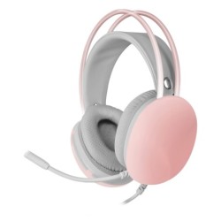 MH-GLOW Rosa  Auriculares 360° Full Chroma RGB Flow  Micrófono Cancelación de Ruido  Diseño Ultra-ligero  Almohadillas Mempor