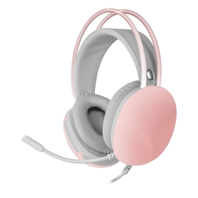 MH-GLOW Rosa  Auriculares 360° Full Chroma RGB Flow  Micrófono Cancelación de Ruido  Diseño Ultra-ligero  Almohadillas Mempor