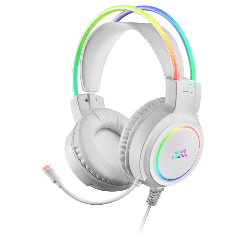 MHRGBW  Auriculares Chroma RGB Flow  Micrófono Profesional  Sonido Espacial  Blanco