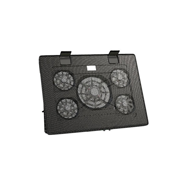 MNBC2  Base Refrigeradora y Stand para Portátiles Hasta 17.3”  Iluminación LED Roja  5x Ventiladores UA5  Regulable 6 Posicio