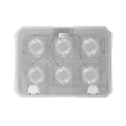 MNBC23  Base Refrigeradora y Stand 16”  6 Ventiladores Controlables con LED Azul  Stand 6 Posiciones  Soporte Smartphone  2 U