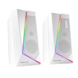 ALTAVOCES 2.0 BLUETOOTH 5.0 MS7 WHITE 20W RMS ILUMINACION RGB DINAMICO PROCESADOR DSP