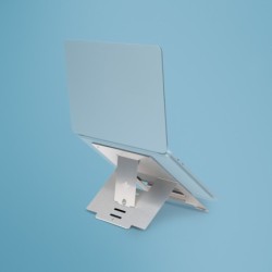 Soporte para portátil R-Go Riser Flexible  elevador plegable ajustable para portátil  ergonómico  aluminio Hylite  plata