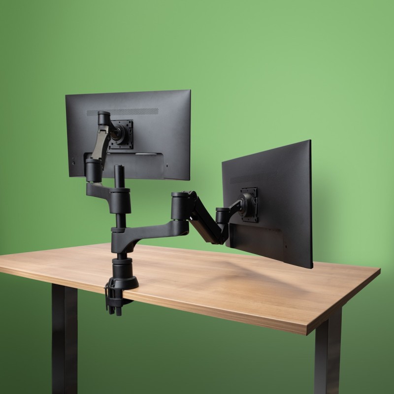 Brazo de monitor R-Go Caparo Dual para dos monitores capacidad de carga de 3-9kg  ajustable con resorte de gas  circular