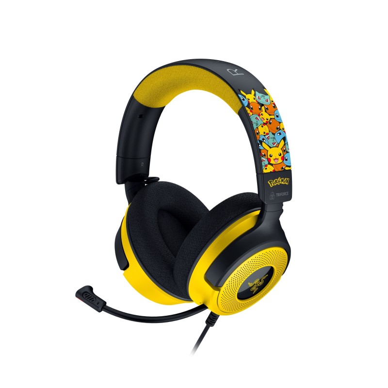 Kraken V4 X Pokemon Auriculares Alámbrico Diadema Juego USB Type-C / USB Type-A Negro  Amarillo