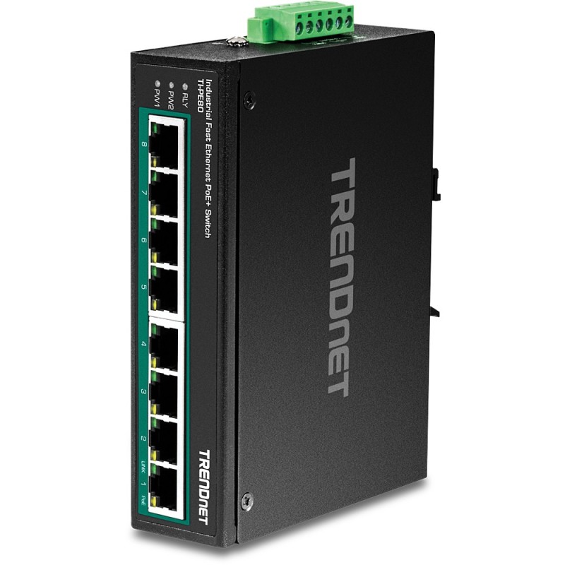 TI-PE80 switch No administrado Fast Ethernet (10/100) Energía sobre Ethernet (PoE) Negro