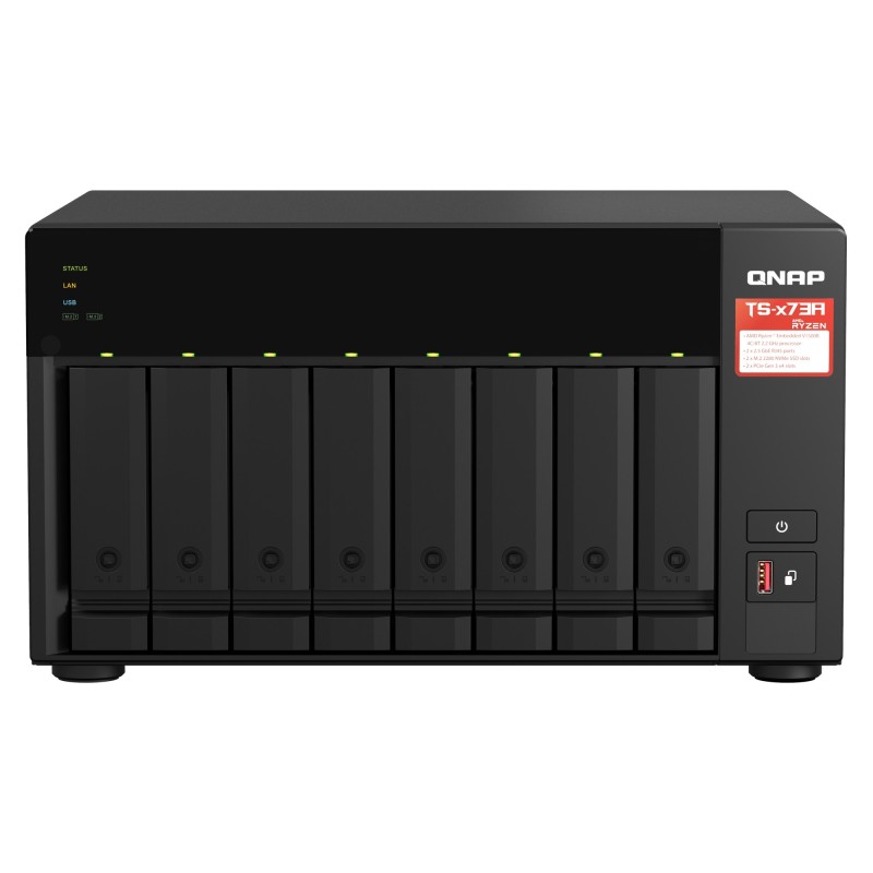 TS-873A NAS Torre Ryzen Embedded V1500B 8 GB DDR4 0 TB QNAP Turbo System Negro