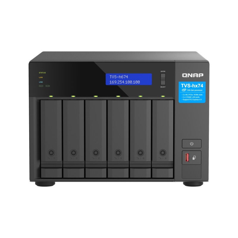 TVS-H674 NAS Torre Intel® Core™ i5 i5-12400 32 GB DDR4 0 TB QuTS hero Negro