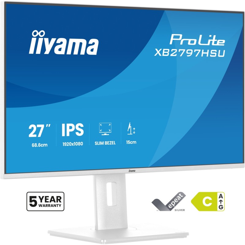 ProLite XB2797HSU-W1 pantalla para PC 68 6 cm (27") 1920 x 1080 Pixeles Full HD LED Blanco