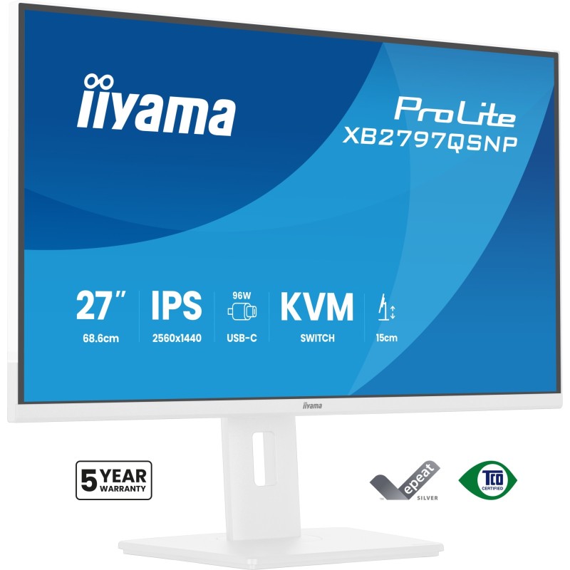 ProLite XB2797QSNP-W1 pantalla para PC 68 6 cm (27") 2560 x 1440 Pixeles Quad HD LCD Blanco