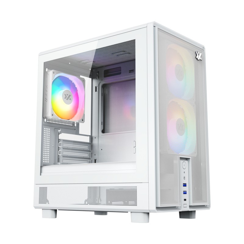 ATOM  Cristal Templado  Malla  3x Pulsar 120mm A-RGB  PWM  Tipo C  M-ATX  Blanca