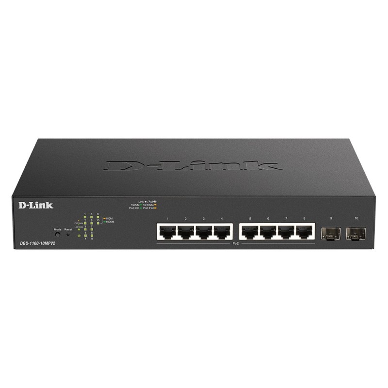 DGS-1100-10MPV2 switch Gestionado L2 Gigabit Ethernet (10/100/1000) Energa sobre Ethernet (PoE) 1U Negro