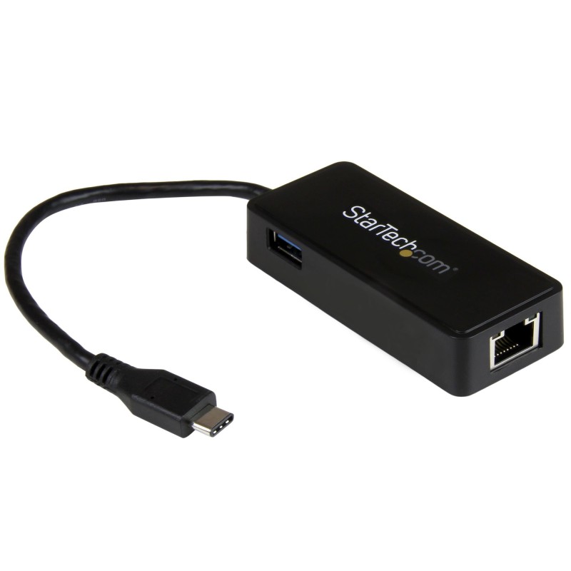 Adaptador de Red Gigabit USB-C con Puerto USB Extra - Negro