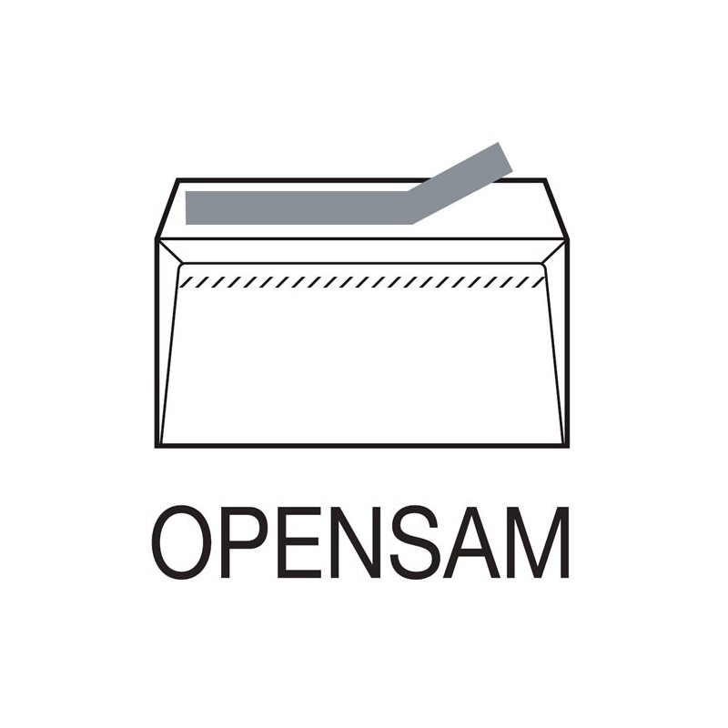 CAJA 500 SOBRES AMERICANO (115X225) OFFSET BLANCO 90 GRS. OPENSAM AUTOADHESIVO CON TIRA DE SILICONA SAM 247684