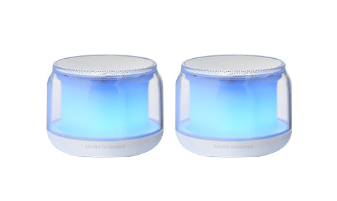 MS-AURA  Altavoces Bluetooth 5.3  Chipset DSP Personalizado 15W  Iluminacin RGB con Diseo ClearView 360  Altavoces Compactos con Caja de Control de Volumen y RGB  Entrada AUX-IN  Blanco