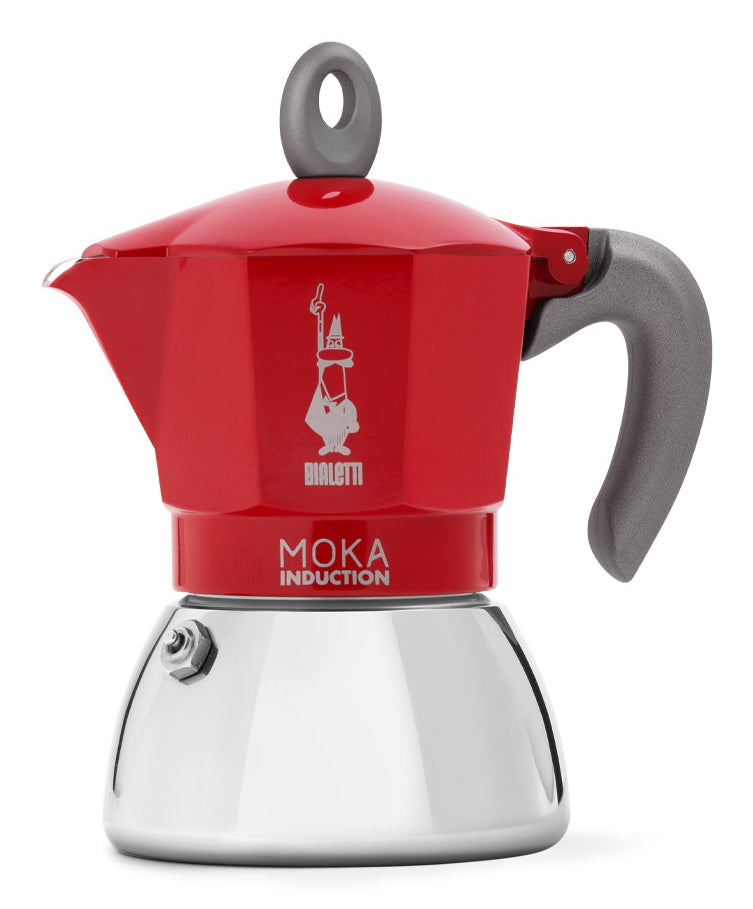 Moka Induktion Cafetera italiana 0 28 L Rojo  Acero inoxidable
