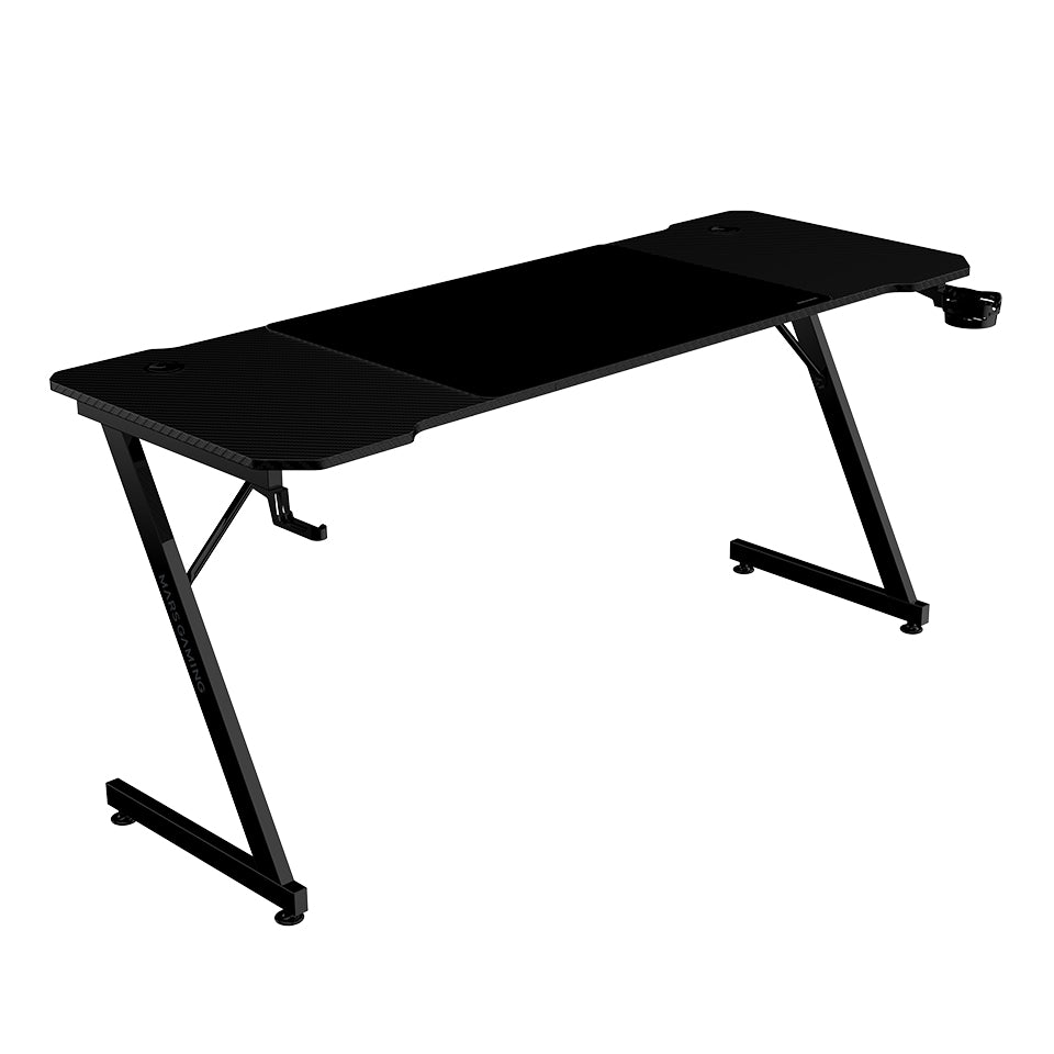 MGD-X160  Mesa Gaming Ergonmica  Superficie en Fibra de Carbono  Estructura Metlica  Alfombrilla XXL  Soporte Auriculares y Bebida  Gestin Cableado  Escritorio Gaming 160x60cm  Negro