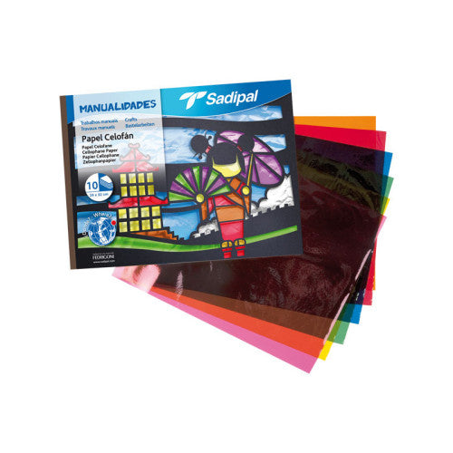 SADIPAL BLOC DE CARTULINA COLOR PARA MANUALIDADES 10 HOJAS 32 X 24 CM CELOFAN
