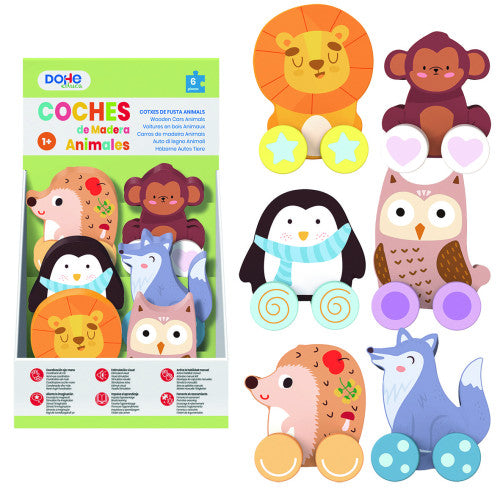 EXPOSITOR DE 6 COCHECITOS DE ANIMALES DE MADERA - A PARTIR DE 1 AO DOHE 64002