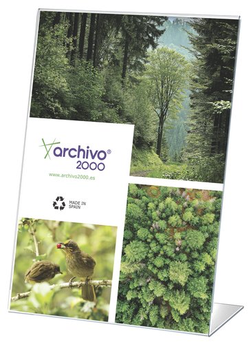 Expositor Sobremesa en Forma de L A3 Vertical Cristal