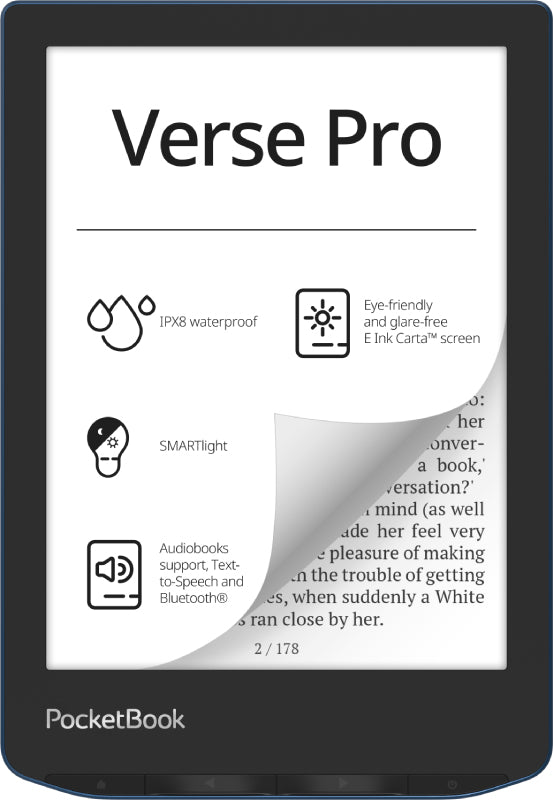 Verse Pro lectore de e-book Pantalla tctil 16 GB Wifi Negro  Azul
