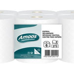 BOBINA DE PAPEL MECHA AMOOS 2 CAPAS 90M - Pack de 6 unidades