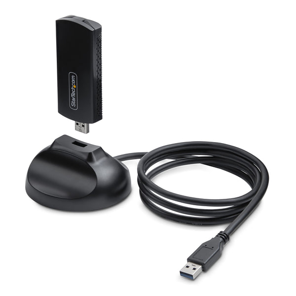 Adaptador USB Externo de Red Inalmbrica Wi-Fi 6E para Ordenador de Sobremesa o Porttil - NIC Inalmbrico de hasta 2402Mbps - Antena Plegable - WiFi 2 4/5/6GHz - 802.11b/g/n/ac/ax