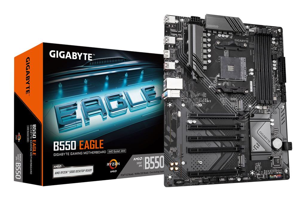 B550 EAGLE Placa base - Procesadores AMD Ryzen serie 5000 G  VRM de 10+3+1 fases  hasta 3200 MHz DDR4  1xPCIe 4.0 + 1xPCIe 3.0 M.2  LAN 1GbE  USB 3.2 Gen 2