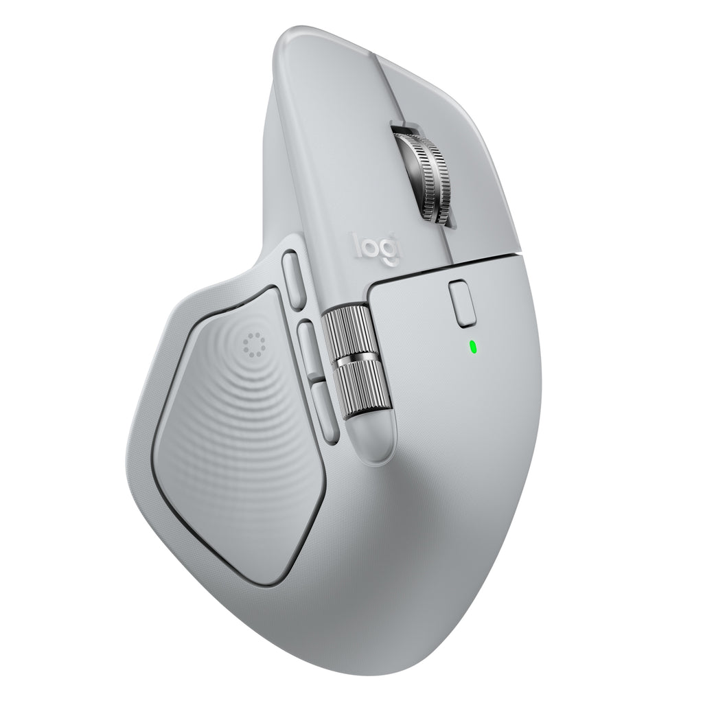 MX Master 4  ratn inalmbrico ergonmico con respuesta hptica avanzada  desplazamiento ultrarrpido  carga USB-C  Bluetooth  Windows  macOS gris claro