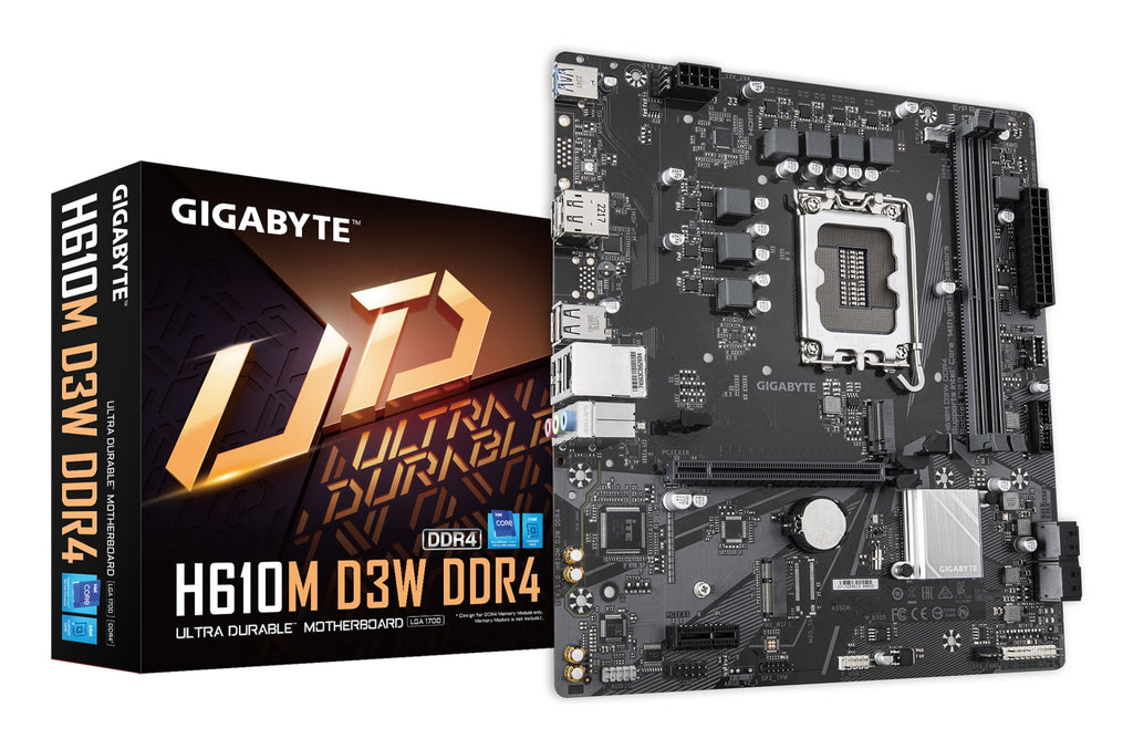 H610M D3W DDR4 Placa base - Compatible con procesadores Intel Core de 14 generacin  VRM de 5+1+1 fases  hasta 3200 MHz DDR4  1xPCIe 3.0 M.2  LAN 1 GbE  USB 3.2 Gen 1