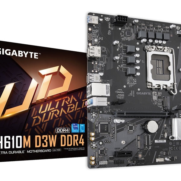 H610M D3W DDR4 Placa base - Compatible con procesadores Intel Core de 14 generacin  VRM de 5+1+1 fases  hasta 3200 MHz DDR4  1xPCIe 3.0 M.2  LAN 1 GbE  USB 3.2 Gen 1