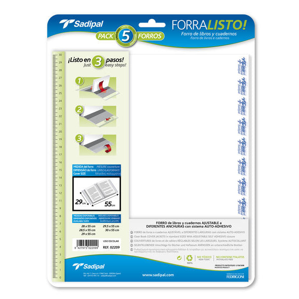 Blister 5 forros en polipropileno 80 micras 29x52cm SAD02209