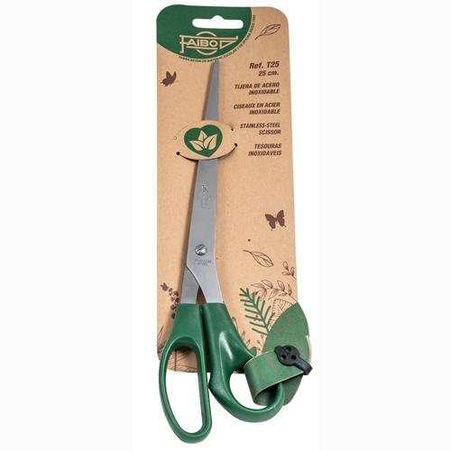 FAIBO TIJERAS OFICINA 25CM ASIMTRICAS MANGO DE PLSTICO VERDE OSCURO